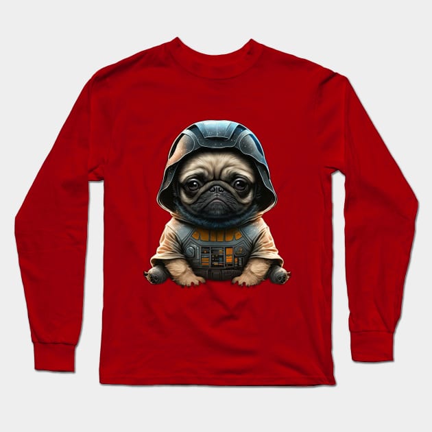 Pug Darth Sci fi Sith Helmet Long Sleeve T-Shirt by EasyTeesy